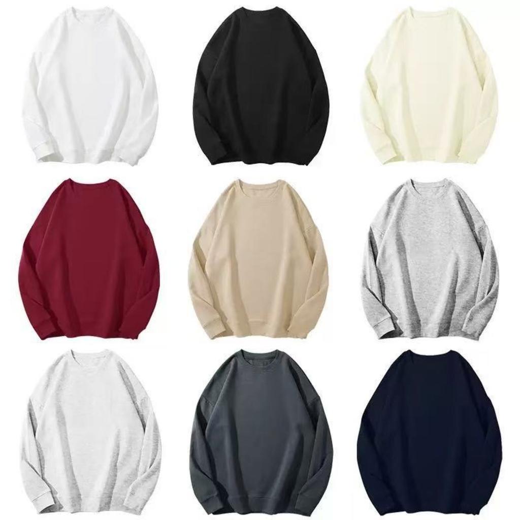 Felpa Oversize Unisex Girocollo Manica Lunga Vestibilità Larga Casual Top a Maglia Lunga Monocolore