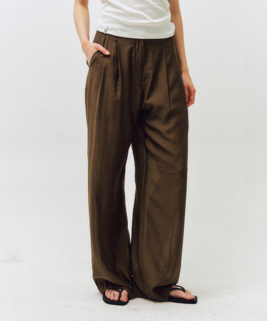 CITTA Summer Wool Wide Fit Pants_Ctb549(Brown)