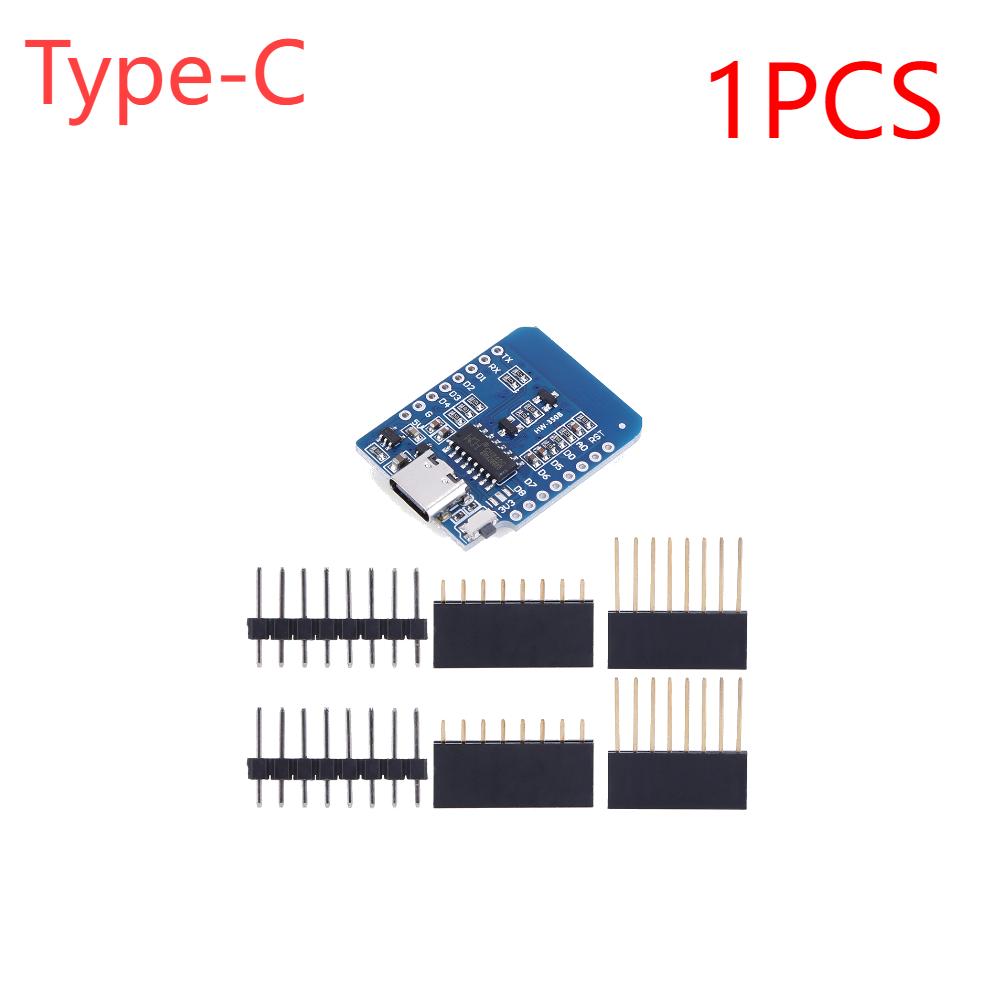 1/2PCS ESP-12F ESP8266 D1 Mini Nodemcu Lua Micro Type-c WeMos WLAN WIFI Expansion Development Board Support OTA Pin for Arduino