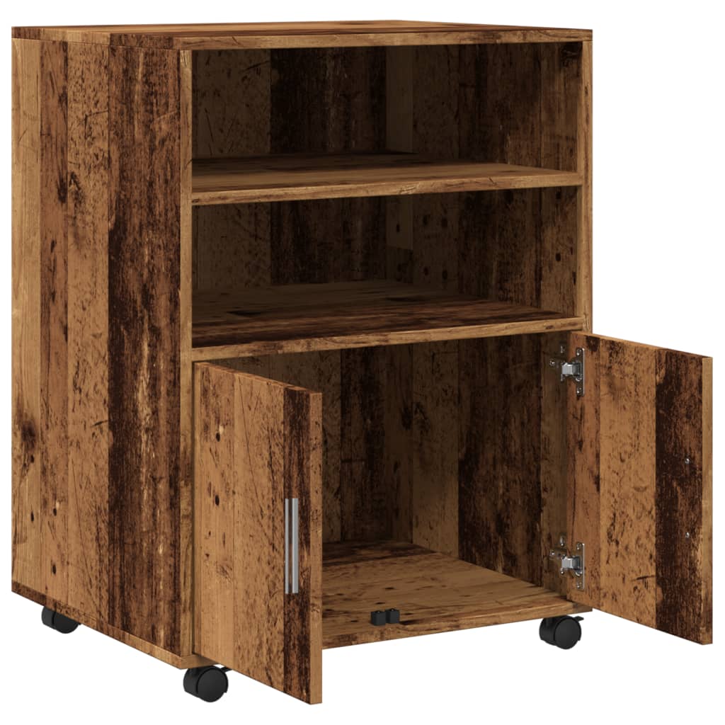 Mobile Cabinet with Rustic Wood Look 60 X 48 X 81 Cm Engineered Wood