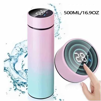 500ML Smart Insulation Cup Mini Thermos Cup Water Bottle Led Digital Temperature Display Stainless Steel Thermos Cup