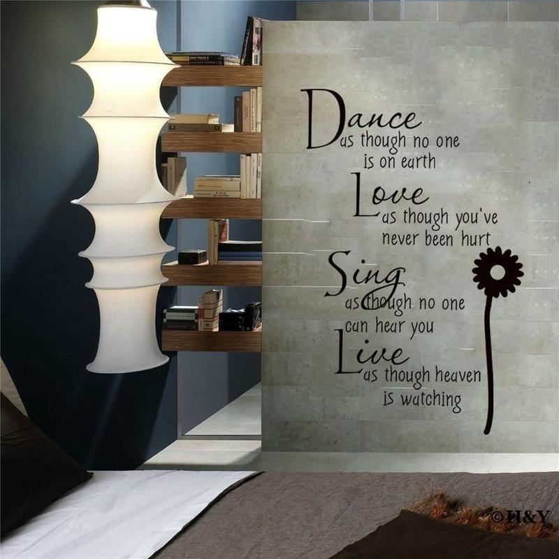 Dance As Though No One Is Watching Love Quote Wall Decals Removable Pvc Wall Stickers Home Decor Bed