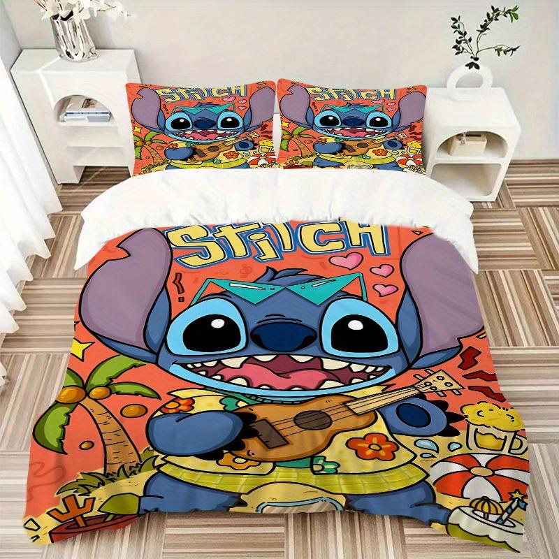 3pcs Stitch Printed Bedding Set, Breathable And Soft, Machine Washable, Christmas Gift, Suitable for Bedroom Decoration, 096