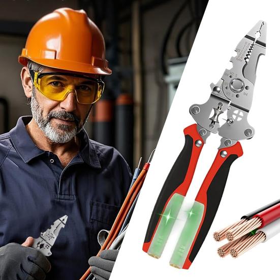 Wire Stripper with Voltage Tester Ergonomic Handle High Precision Compact Portable Multi-function Electric Wire Stripping Tool
