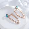 Women's Luxury V-shaped Earrings Oval Aqua Blue Zircon Earrings for Women Girls Wedding Party Jewelry Gifts