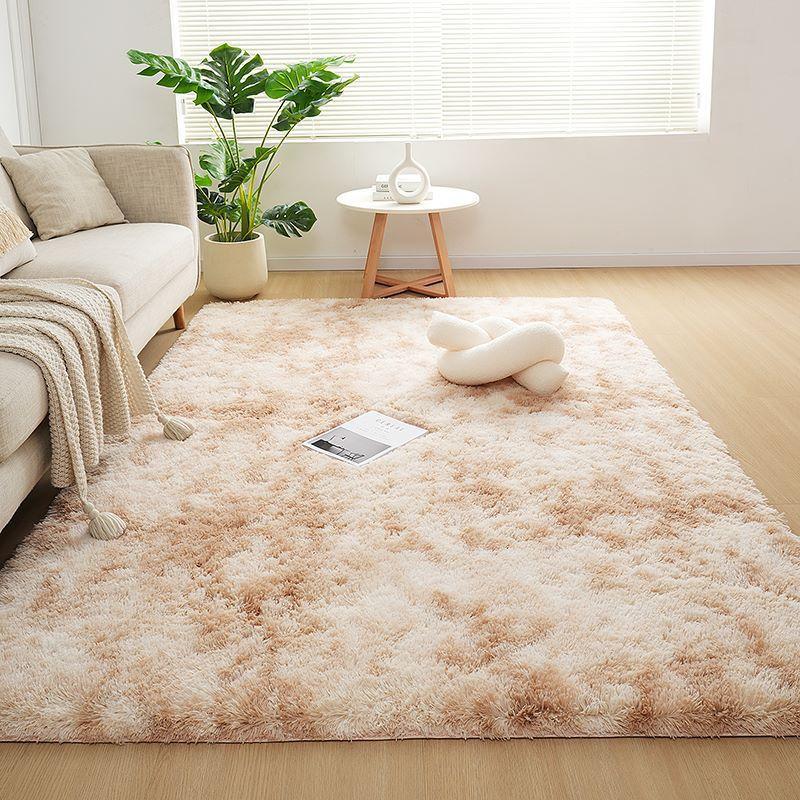 Plush Tie-dye Living Room Full Carpet Floor Mat Thickened Soft Carpet Bedroom Bedside Silk Wool Floor Mat