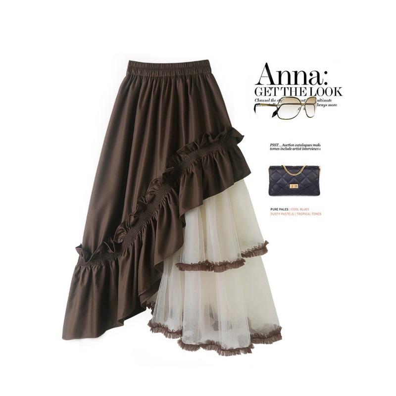 

Юбка нестандартной формы до середины тела. Женская юбка-тортик. Пышная юбка-зонтик. Персонализированное сари. One Size темно-коричневого