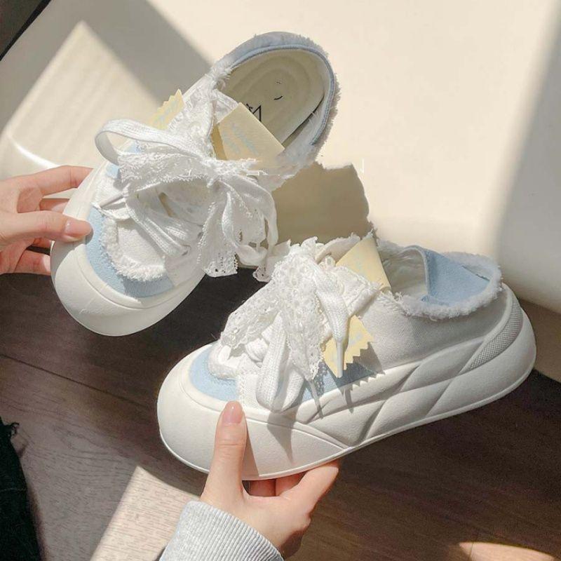 Retro Canvas Shoes Women's Summer New Summer Thin Breathable Bread Shoes Platform White Shoes Tide