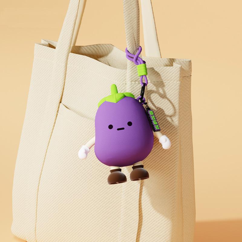 Q Version Cartoon Vegetable Silicone Keychain Earphone Coin Mini Bag Pendant for Kids