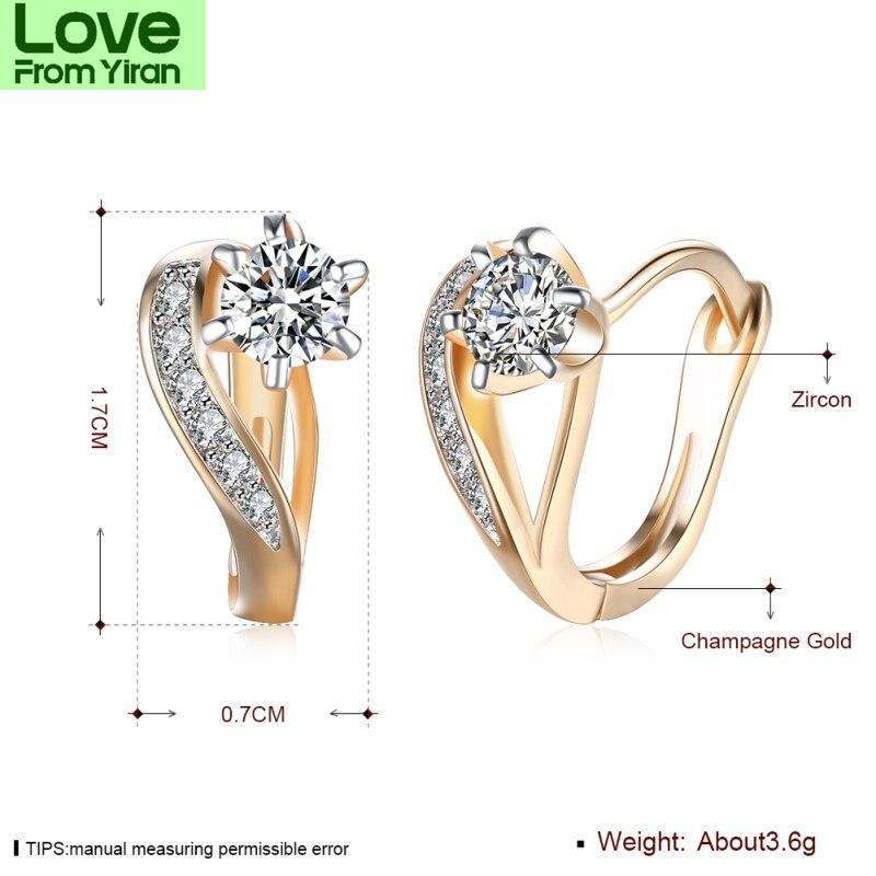 Aaa Zircon Stud Earrings For Women Cute Champagne Gold Earrings For Girl Luxury Ladies Earrings Jewelry