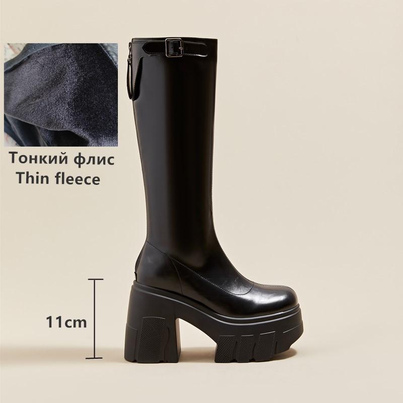 

Модные женские ботинки-жокей Aiyuqi 2025 Новые ботинки на платформе и высоком каблуке Женские римские ботинки Тонкий каблук Высокие 11 см Женские длинные ботинки 250