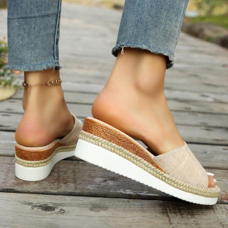 Fashion New Women Sandals Low Heels Wedge Shoes Summer Zapatos Mujer Peep Toe Platform Ladies Slippers Sandalias De Mujer Verano 2025