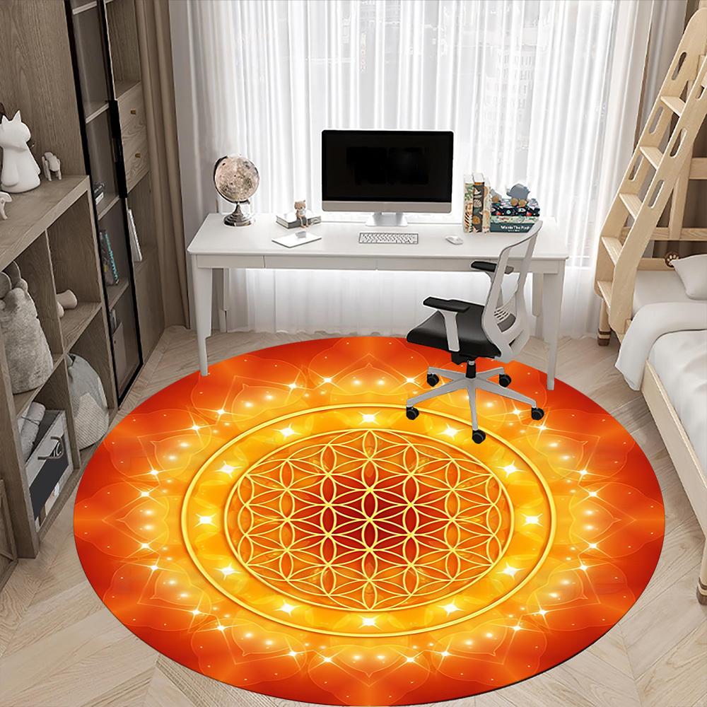 1pc Flower of Life Mandala Chair Carpet for Office, Non Slip, Soft and Durable Office Rug