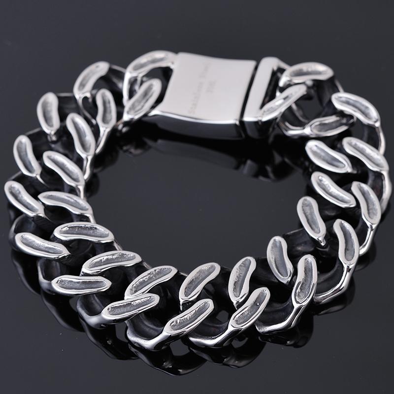 Gothic Totenkopf Herrenarmbänder 19MM Edelstahl Geisterkette Armband für Männer Skelett Schmuck für männliches Handgelenk Neu