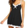 Pigiama Sexy da Donna Chemise di Pizzo Camicia da Notte Sottoveste Completa Babydoll Pigiama da Donna Sexy Scollo a V con Bordi in Pizzo Lingerie - Body da Notte Senza Maniche con Pizzo