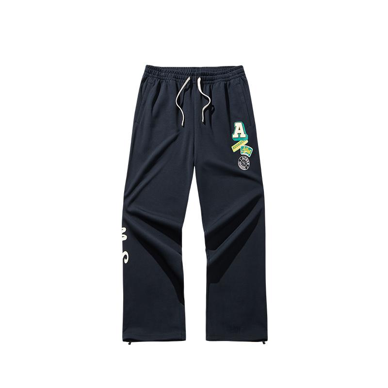 

Anta Basketball Series Printed Comfortable Loose Casual Simple Knitted Sports Pants Men bottoms Basic-Black 952511307-2