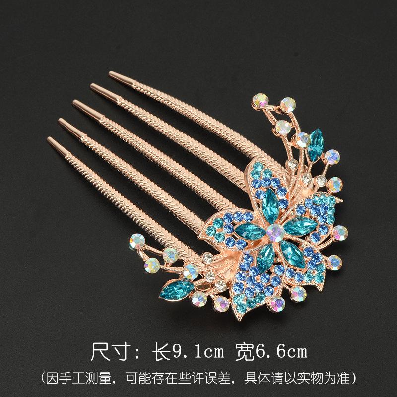 1Pcs Fashion Hairpin, Crystal Five-tooth Comb for Girls' Pigtails, Bun Hair Accessory