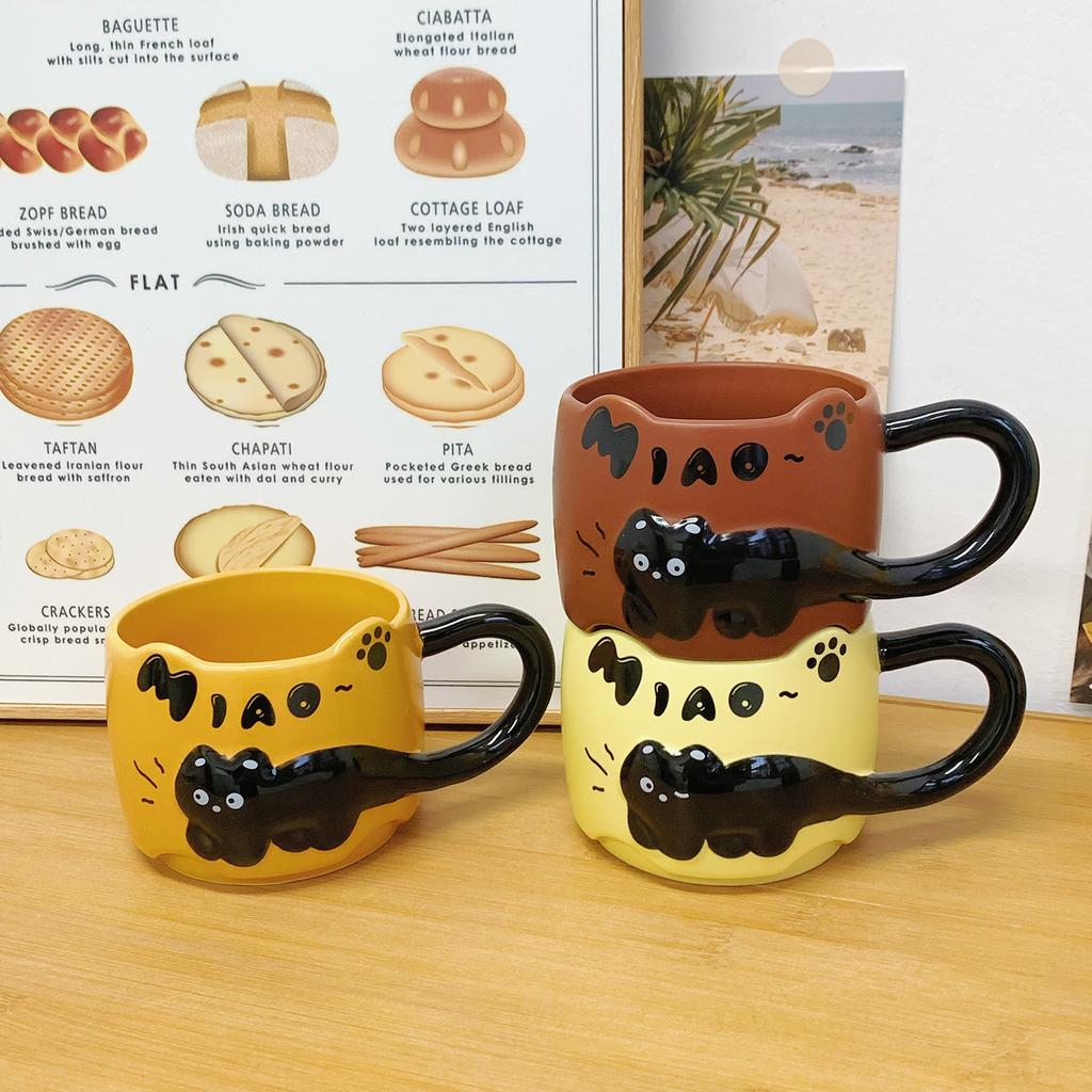 Senso del Design Gatto Tazza Impilabile Alto Valore Tazza in Ceramica Coppia Tazza per Bere Acqua Domestica Tazza per Caffè Colazione Uomo