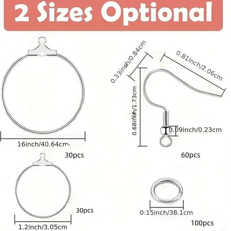 220pcs Earring Making Kit, 60pcs Earring Hooks, 100pcs Open Jump Rings And 100pcs Round Beaded Hoop Earrings Supplies