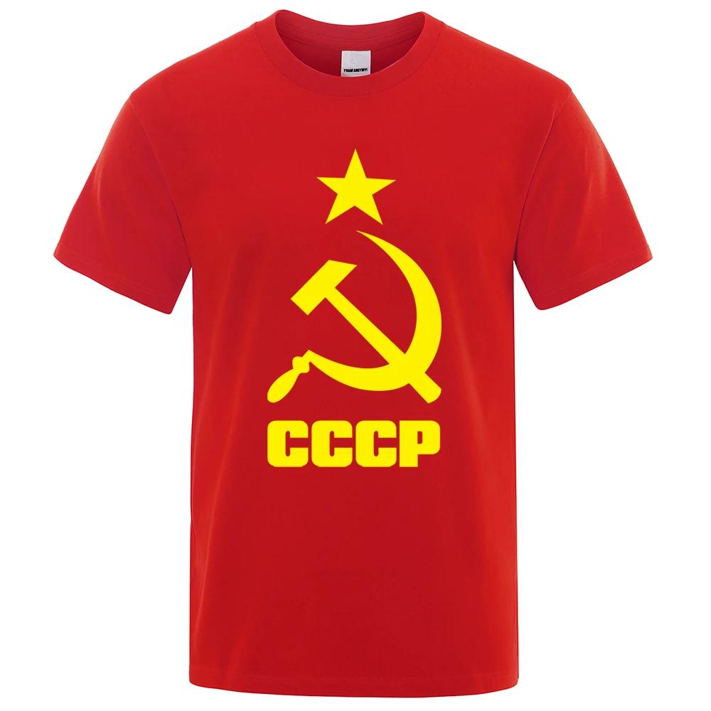 

CCCP Русские футболки мужские СССР Советский Союз Мужская футболка с коротким рукавом Москва Мужские футболки Брендовые топы с круглым вырезом Хлопок Одежда больших размеров XXXXXL красный