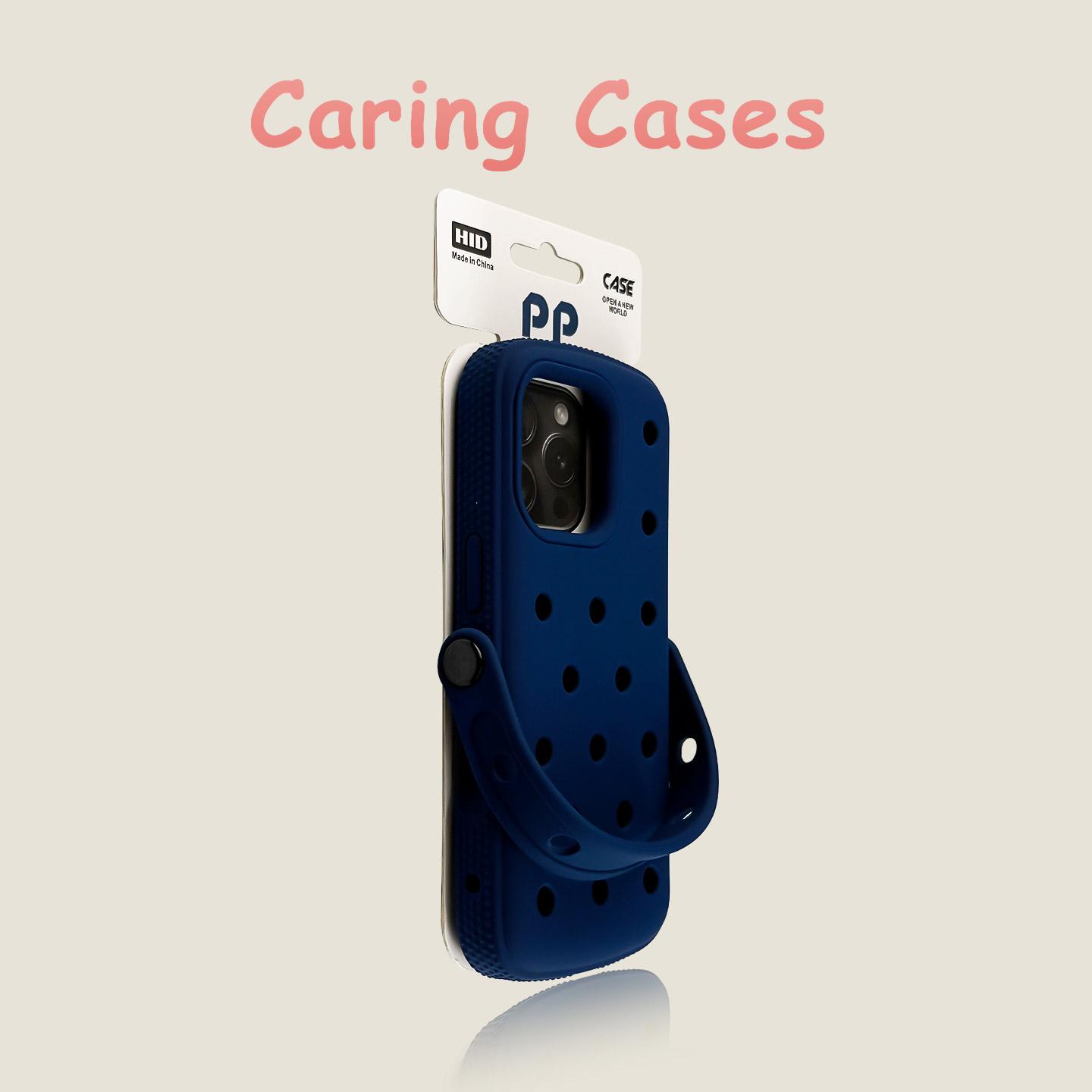 

For iPhone 17 Pro Max Case Pink Silicone Clog-Style Handle Strap Shockproof Soft Compatible with iPhone 16 15 14 13 iPhone 16 Pro темно-синього кольору