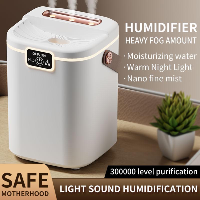2000ML Air Humidifier USB Powered 3 Nozzles Aroma Diffuser Essential Oil Purifier for Home Office Bedroom