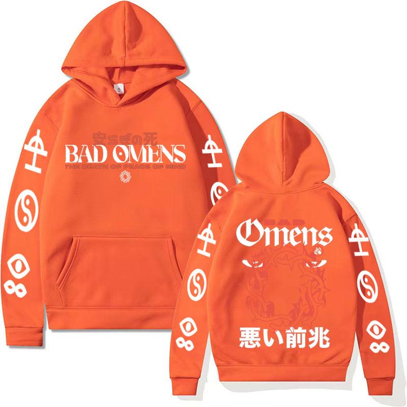 Vintage Bad Omens Funny Graphic Hoody Tour  American Music Concert Hoodie Men Harajuku Hip Hop Rap Sweatshirt Y2K Streetwear