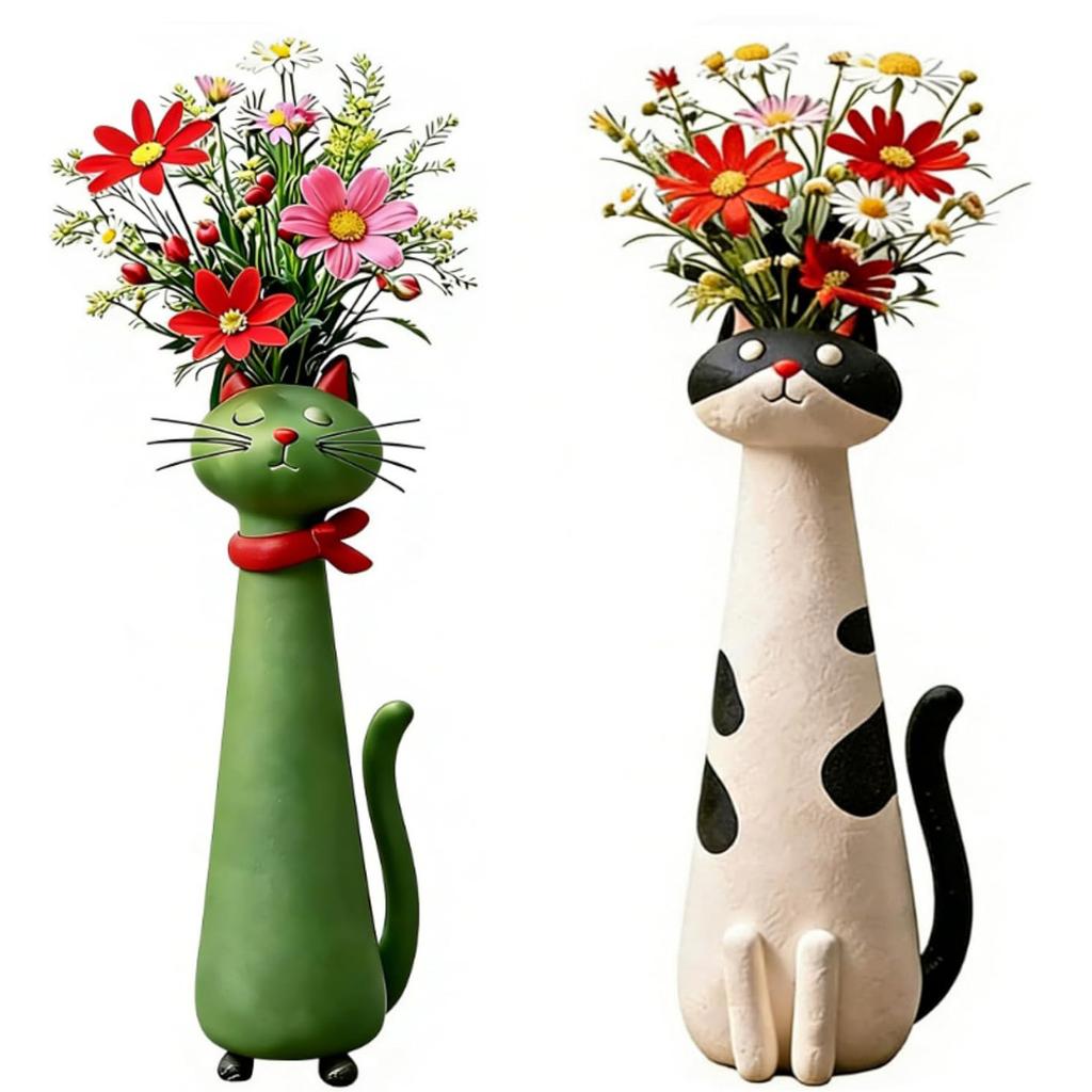2pcs Cute Cat Shaped Flower Vase for Desk Shelf Decor Gardening Gift Home Decor