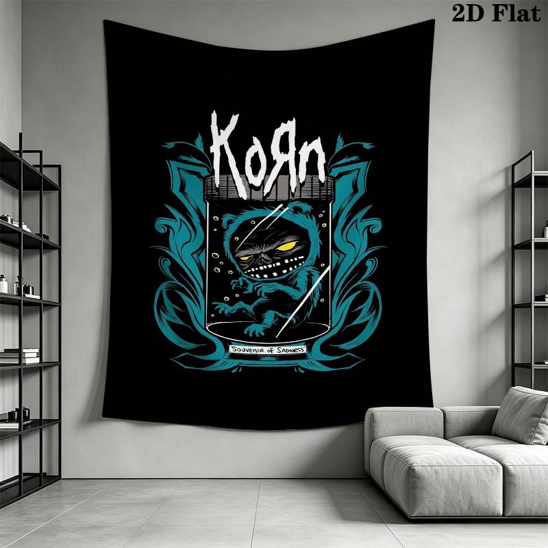 Korn Wall Tapestry Aesthetic Wall Hanging Printed Fabric Blanket Decorative Tapestries for Bedroom Living Room Home Decor