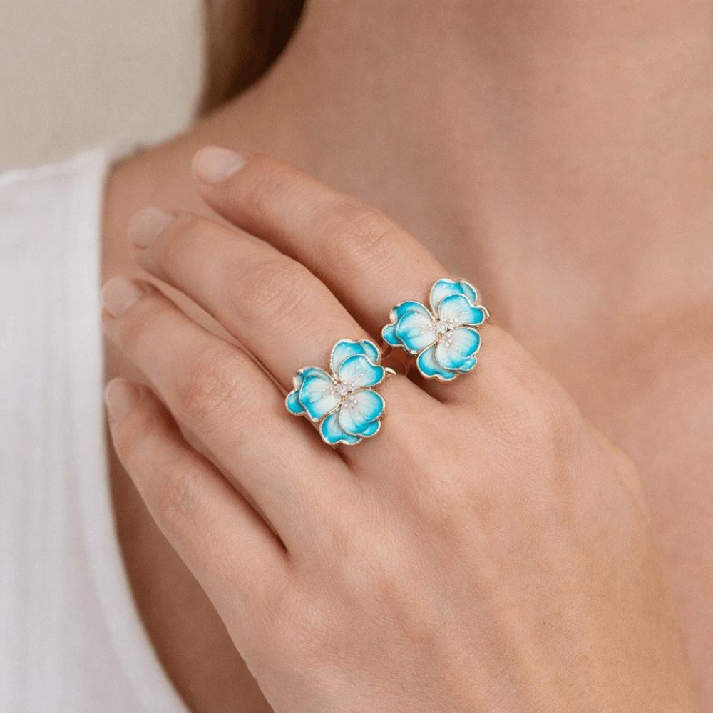 Kamelienblume Blume Ring Strass Französischer Unregelmäßiger Ring Retro Emaille Fingerring Mädchen