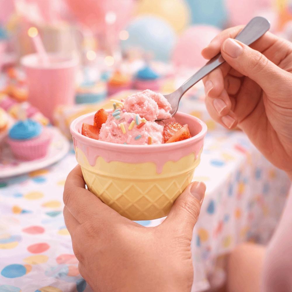 Eiscreme-förmige Keramik-Joghurt-Schale Cremefarbene Essteller Minimalistischer Frühstücksteller Café
