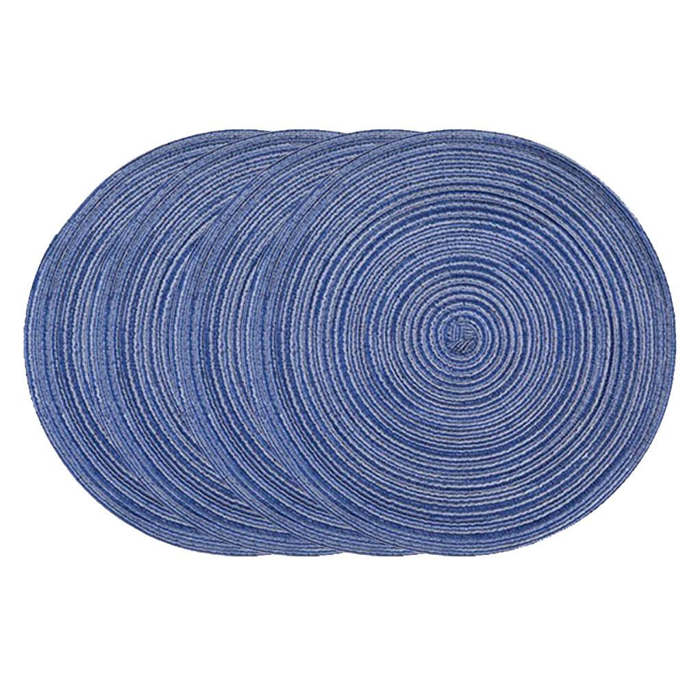 4pcs Braided Woven Place Mats Washable Table Place Mat Round Placemats Coasters  for Dining Table