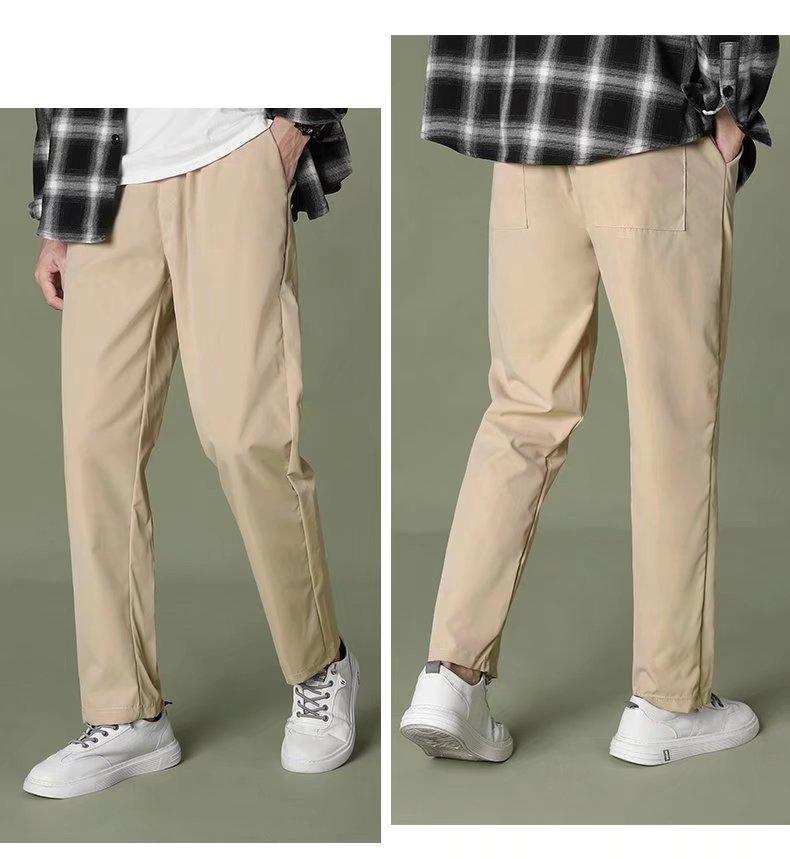 

Мужские модные прямые повседневные укороченные брюки - универсальные тонкие однотонные M легкие хаки