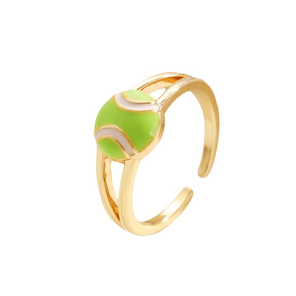 Colourful Adjustable Finger Ring Copper Sports Balls Shaped Open Rings Football Ear Clips Holiday