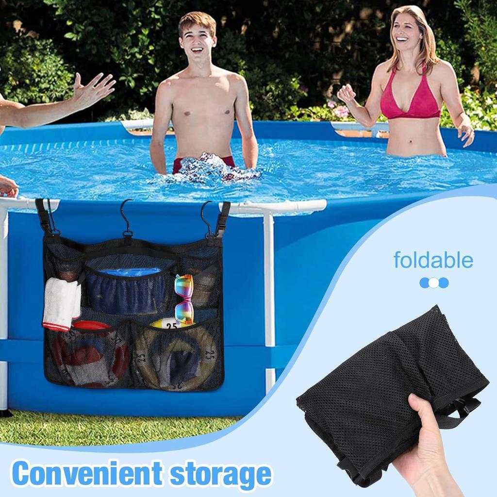 Large Outdoor Hook-Type Pool Toy Storage Bag - Beach & Inflatable Toy Mesh Bag
