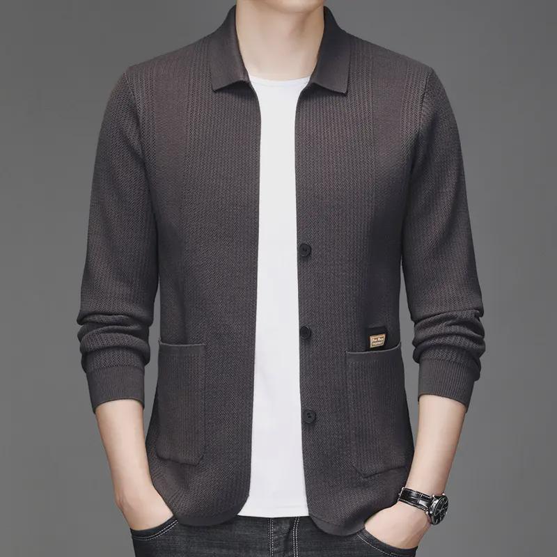 Woodpecker Men's Autumn Knitted Cardigan: Business Casual, Fashionable & Versatile for Middle-Aged Men