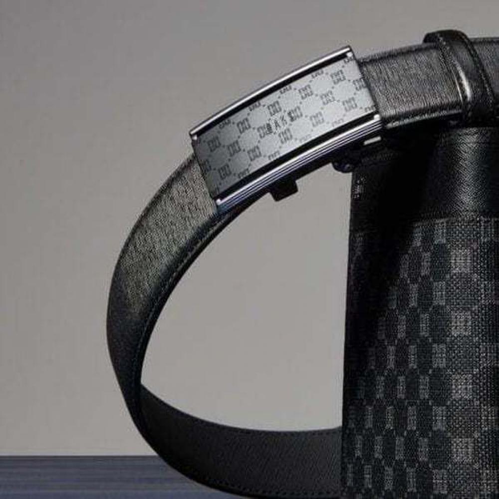 DakS Men S Automatic Leather Belt Black Dd Pattern Matte Buckle Dbbe6f711bk Single option