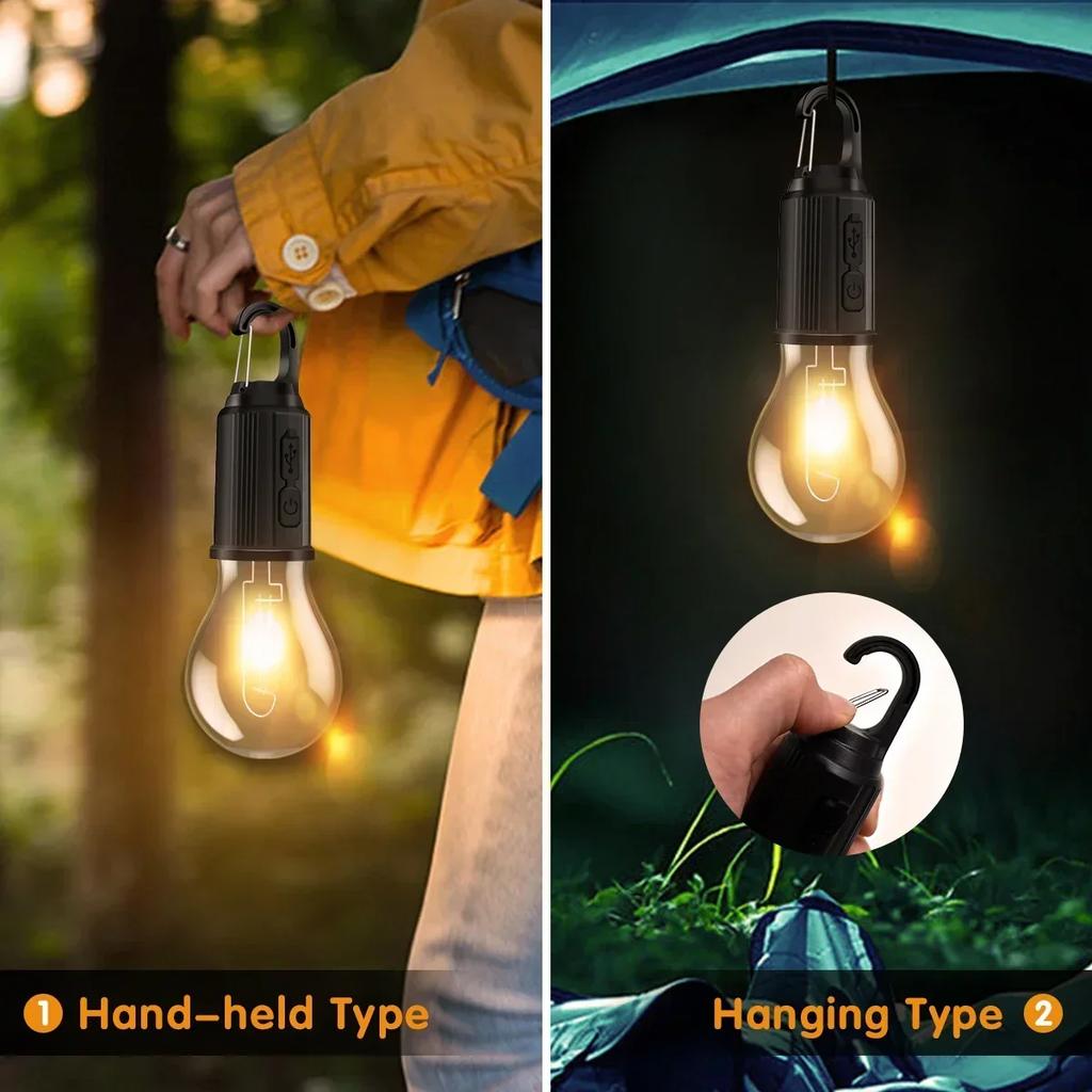 Outdoor LED Lamp Bulbs USB Rechargeable High Brightness Emergency Light Hook Up Camping Fishing Lantern Night Lights