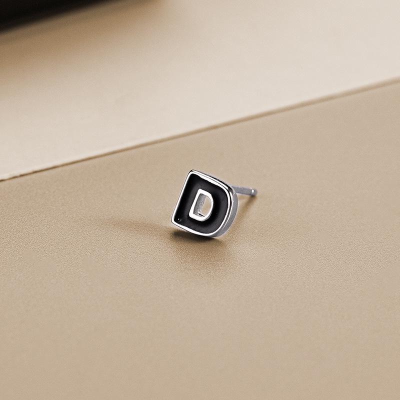 

Серьги-пусеты Banyan Tree из серебра 925 пробы с эпоксидной смолой и инициалами для женщин - Простой черный дизайн 925 Silver