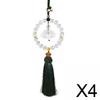 Car Mirror Hanging Accessories Glass Lotus Tassel Pendant Rearview Decoration for Home Office Car Charm Gift