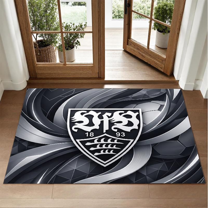 Tappeto in Velluto Cristallo Design Calcio VfB Stuttgart Tappetino Decorativo Morbido per Ingresso Camera da Letto