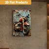 Vintage Motorcycle Metal Tin Sign - Retro Bar Pub Garage Wall Decor, Indoor Outdoor Hanging Art for Home Kitchen Garden, 2D Flat