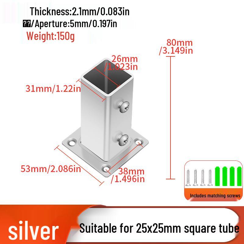 Stainless Steel Four-Way Tee Connector for Square Tubes - Weld-Free Fastener