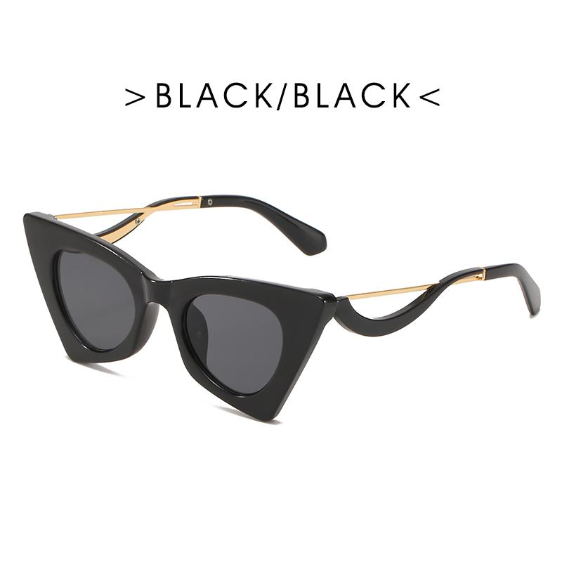Angular Cat s Eye Sunglasses Trendy Cat Eye Sunglasses Female Personality Curved Mirror Legs Fashion Model Sunglasses