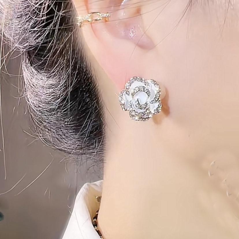 Elegant 2023 Camellia Stud Earrings - S925 Silver Floral Jewelry for Women
