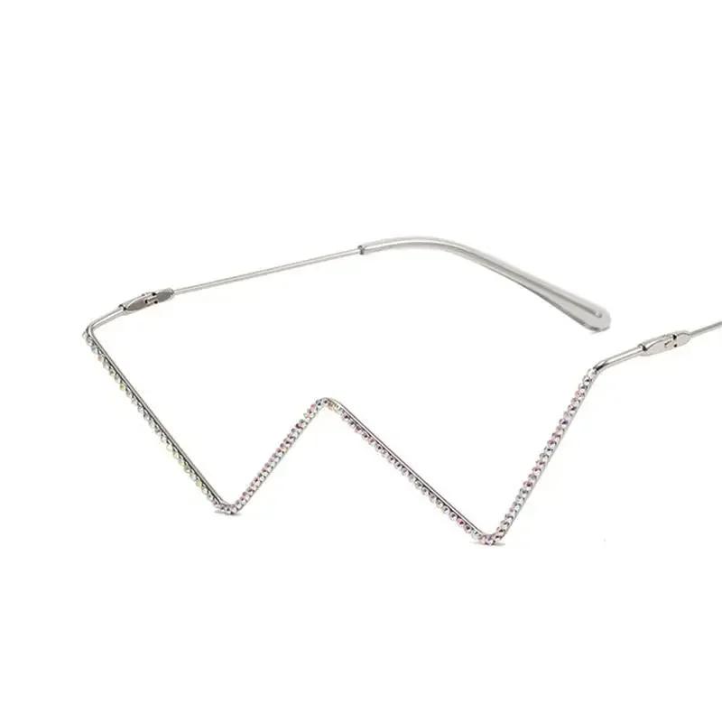 Montatura per Occhiali Vintage Mezza Montatura in Metallo con Diamanti Donna Occhiali di Lusso Moda Oro Argento Senza Lenti Montatura Occhiali Retrò