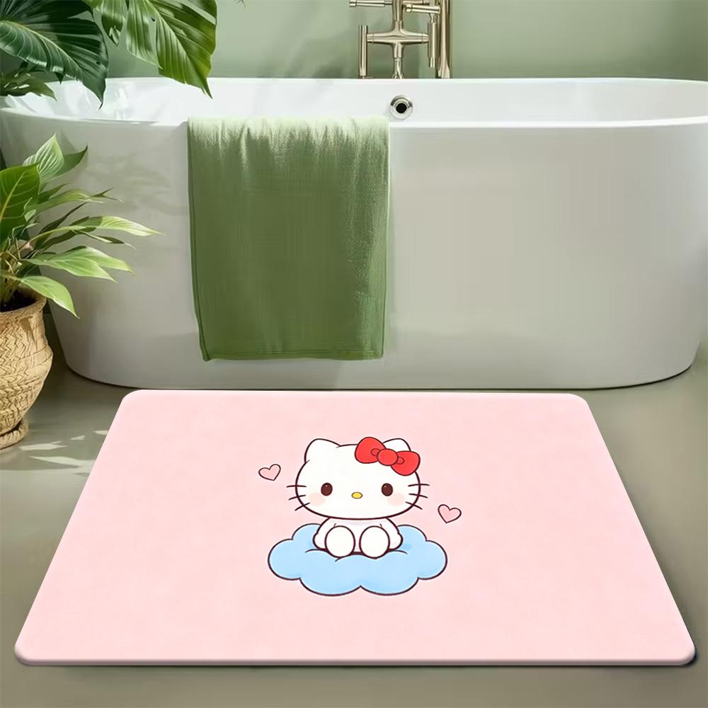 

Cute Hello Kitty Fashion Leopard Area Rug, Sanrio Themed Floor Carpet, Anti-Slip Home Decoration Mat 40cm x 60cm