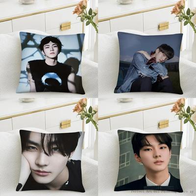 1PC Korean Group J-JUNGWON Pillow Case Square Pillow Cushion Cover Bedroom Sofa Room Decoration Casual E-ENHYPEN Pillow Cover