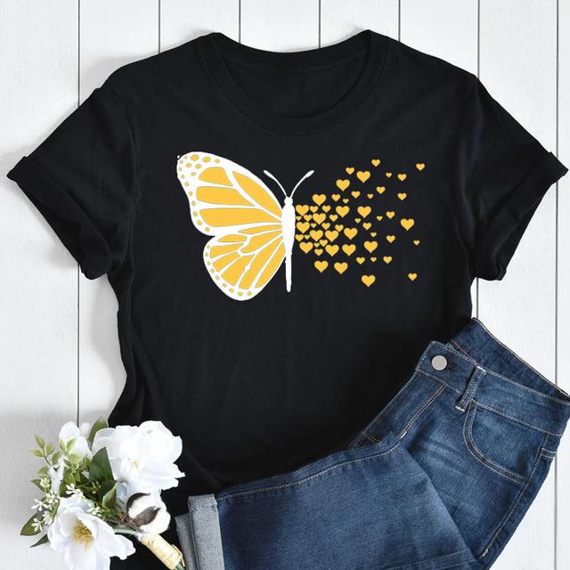 

New Butterfly Print T Shirt Women T Shirt Summer Fashion Female Tops Ladies Short Sleeve Graphic Tee Shirts Woman Cute T-Shirts XXXL білий