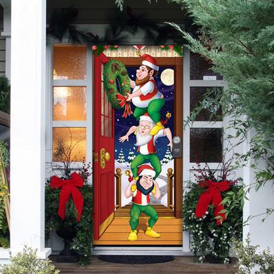 Weihnachts-Türabdeckung, bunter Aufdruck, Weihnachts-Türdekoration, Hintergrund, Haustür-Dekoration, Urlaub, festliche Weihnachtsparty-Zubehör
